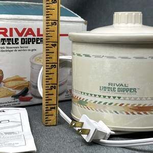 VTG Little Dipper Rival Original Box Scoop Crock & Top Better Cheese Dipping USA